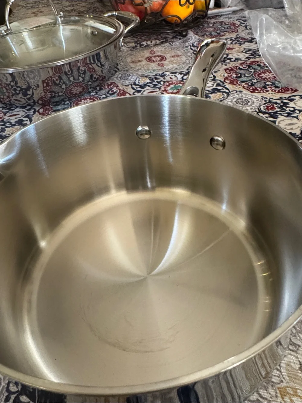 Princess House triply Polished Stainless Steel Saucepan with Glass Lid - Silver